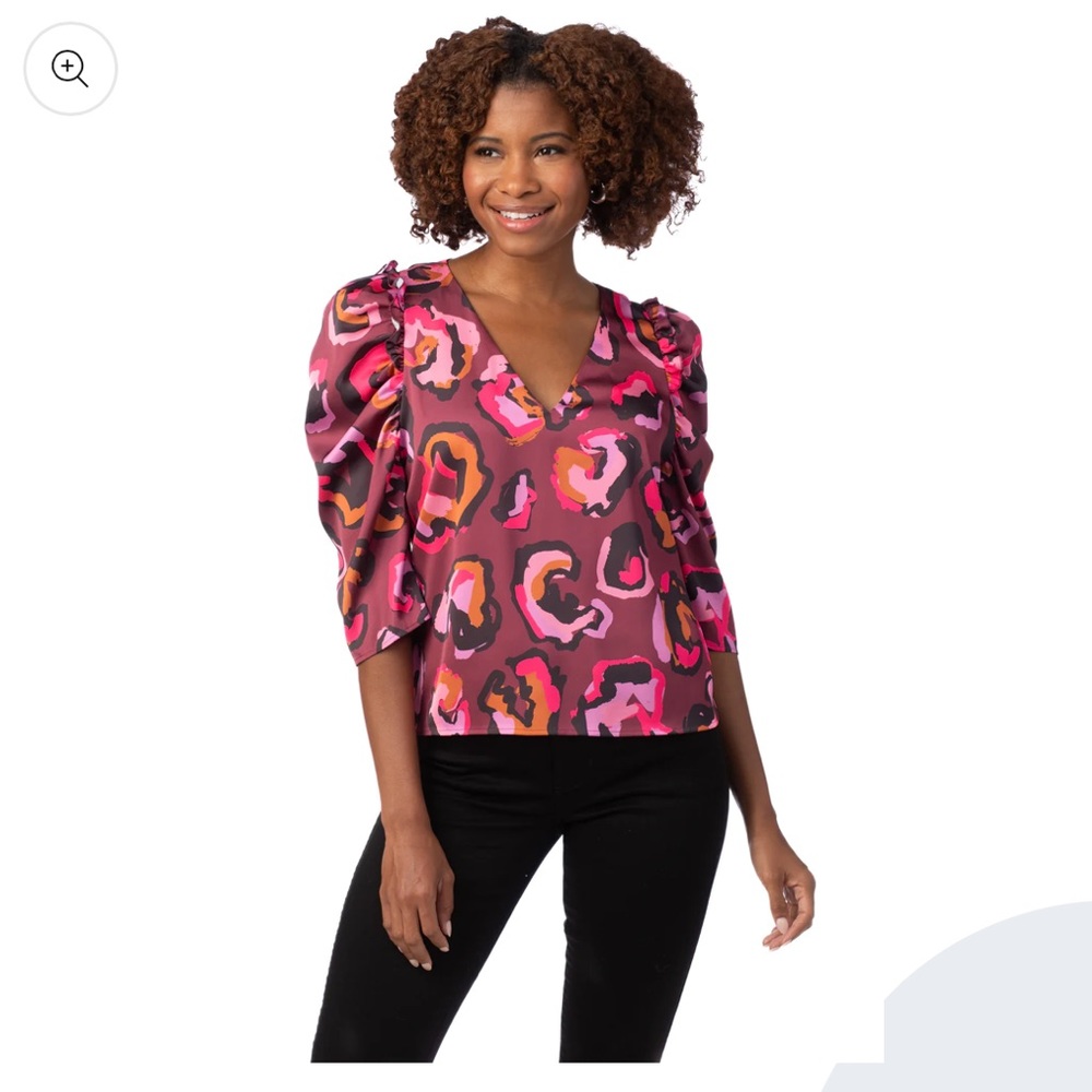 CROSBY by Mollie Burch Pink and Purple Patterned Top